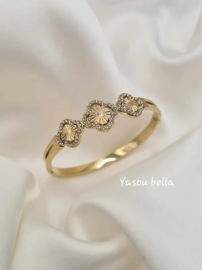 Bracelets Yasou Jewelry Bracelet Flower Strass Triple 56