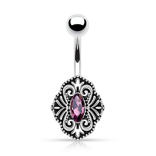 Brooch Marquis CZ Belly Ring Tulsa Body Jewelry Rings