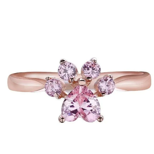 CatCurio Pet Store Worlds Best Cat Supplies Store Rings Cat Paws Rose Gold Ring