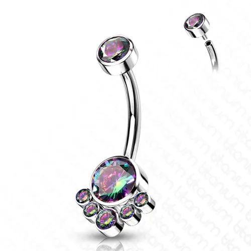 Charm Necklaces Tulsa Body Jewelry Cluster CZ Titanium Belly Barbell