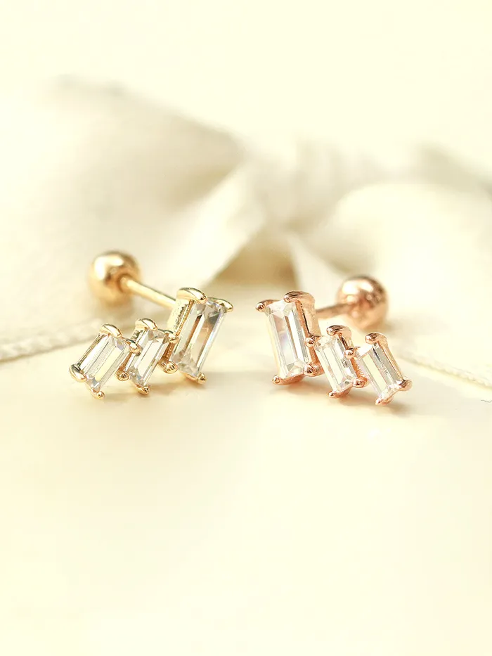 Earrings 14K Gold Ice Cubic Cartilage Earring 20G18G MinimalBijoux