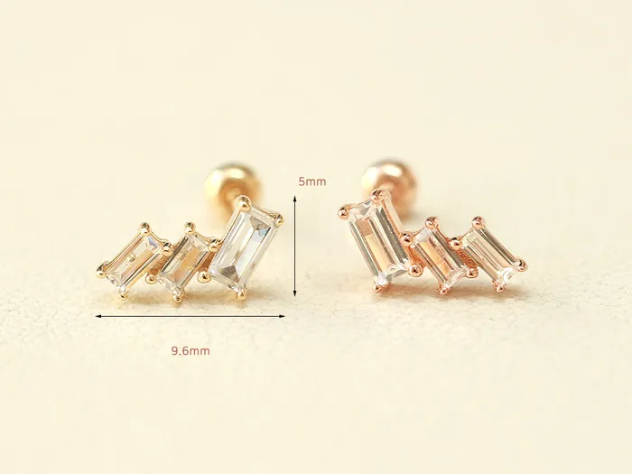 Earrings 14K Gold Ice Cubic Cartilage Earring 20G18G MinimalBijoux