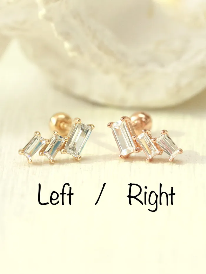 Earrings 14K Gold Ice Cubic Cartilage Earring 20G18G MinimalBijoux