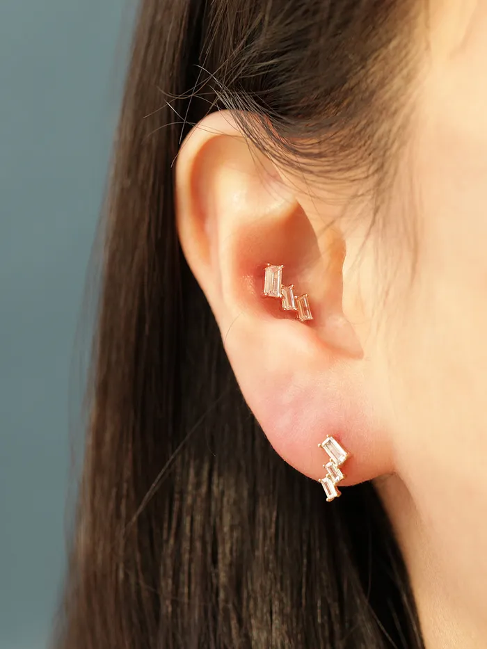 Earrings 14K Gold Ice Cubic Cartilage Earring 20G18G MinimalBijoux