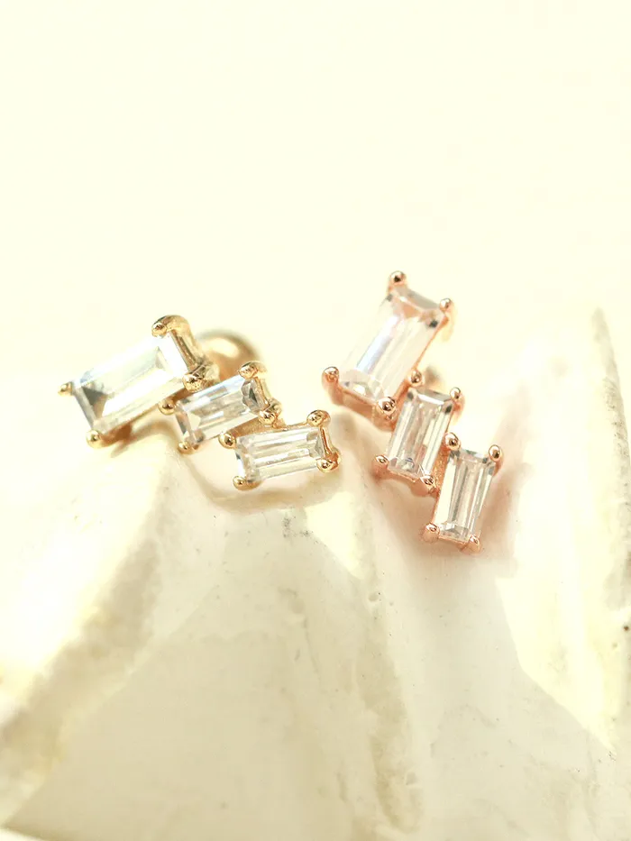 Earrings 14K Gold Ice Cubic Cartilage Earring 20G18G MinimalBijoux