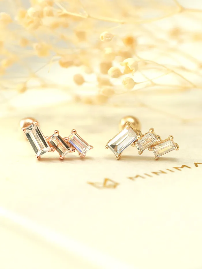 Earrings 14K Gold Ice Cubic Cartilage Earring 20G18G MinimalBijoux