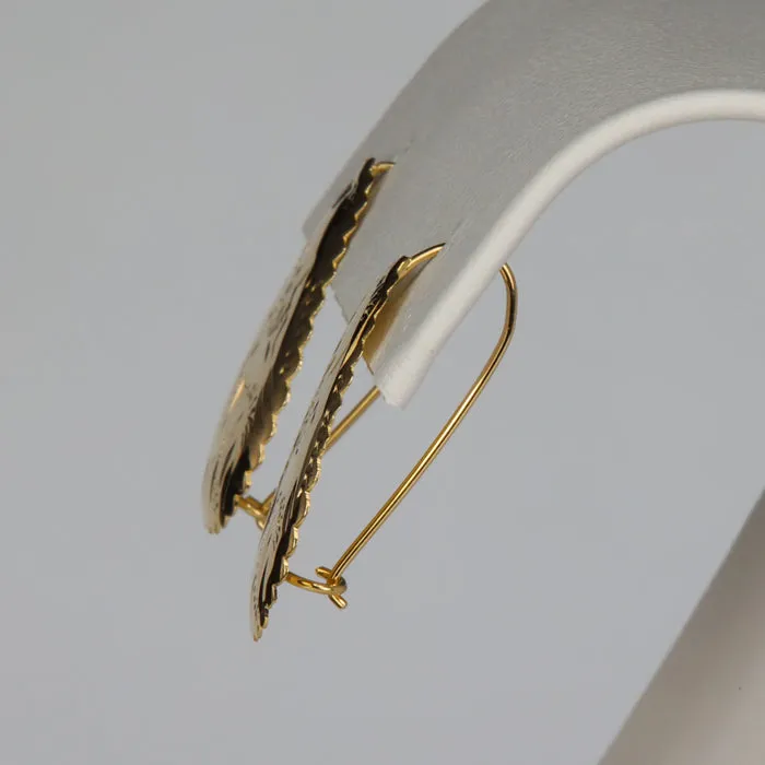 Earrings 14K Yellow Gold Scalloped Fan Earrings Moriartys Gem Art