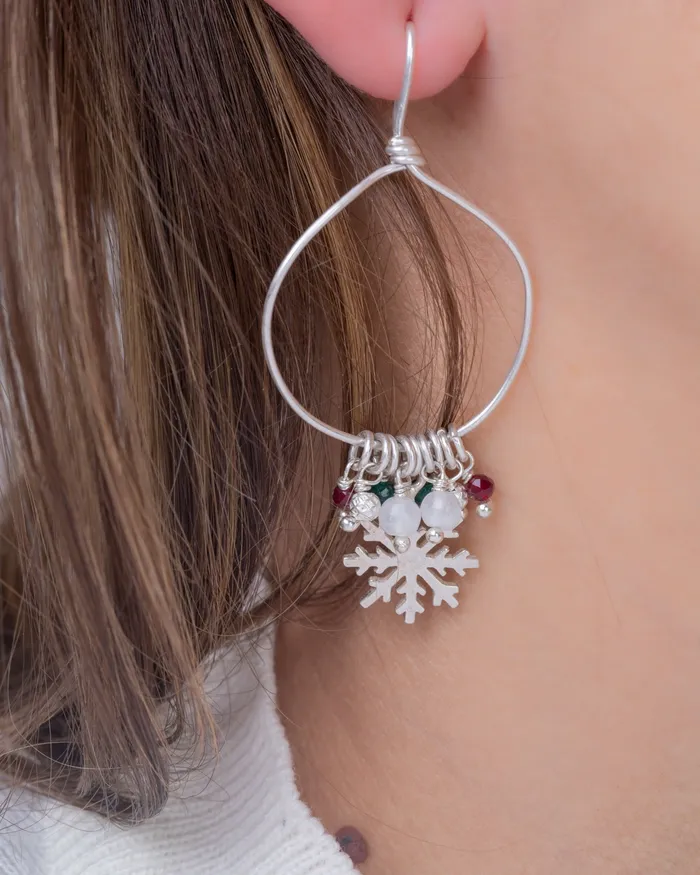 Earrings Colored Snowflake Earring KOAY Silver Store