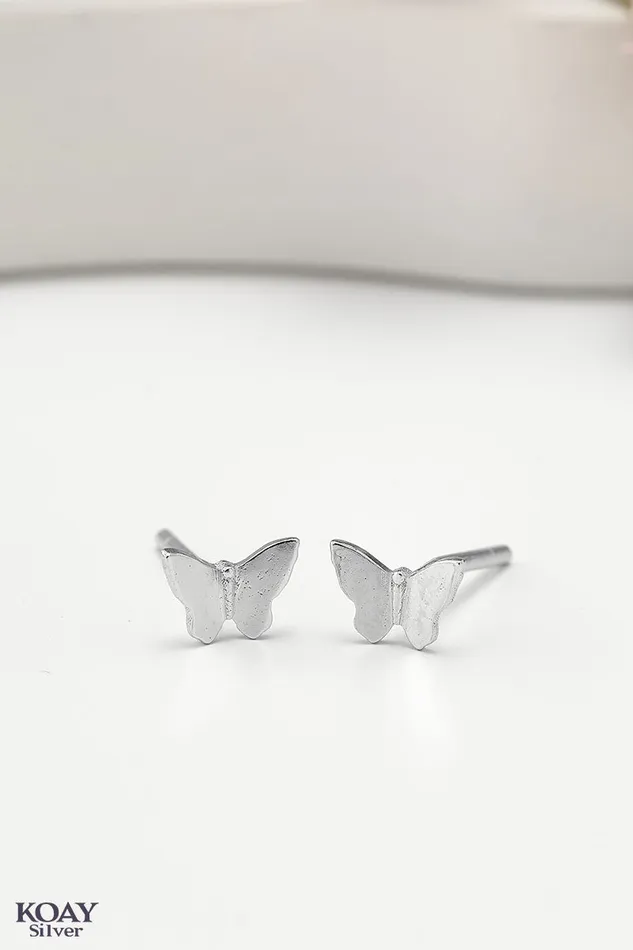 Earrings KOAY Silver Store Plain Butterfly Earring