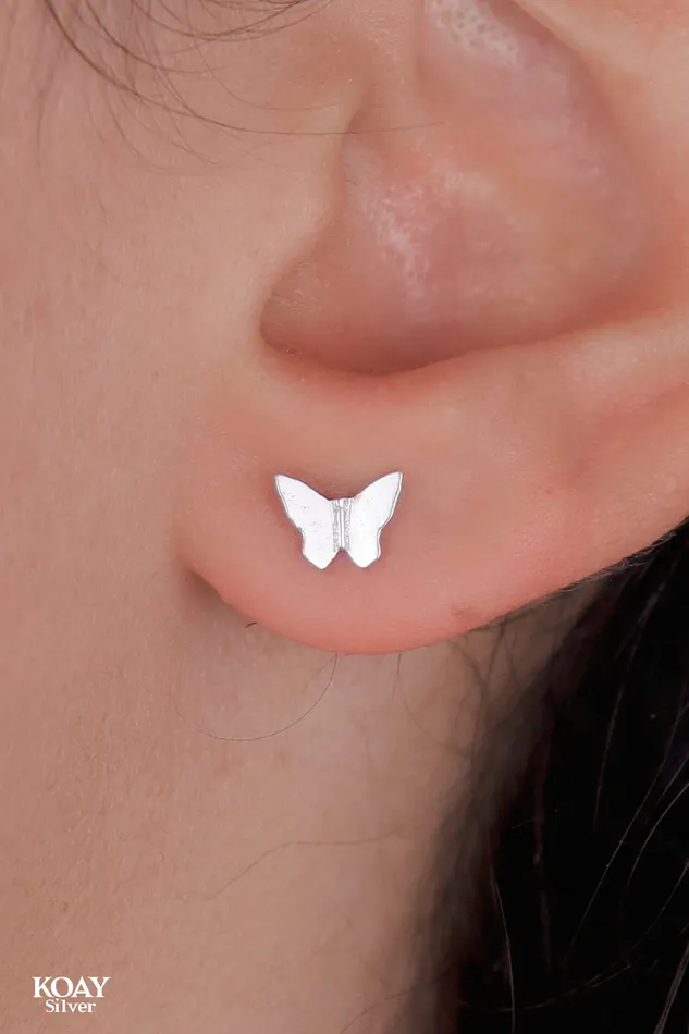 Earrings KOAY Silver Store Plain Butterfly Earring