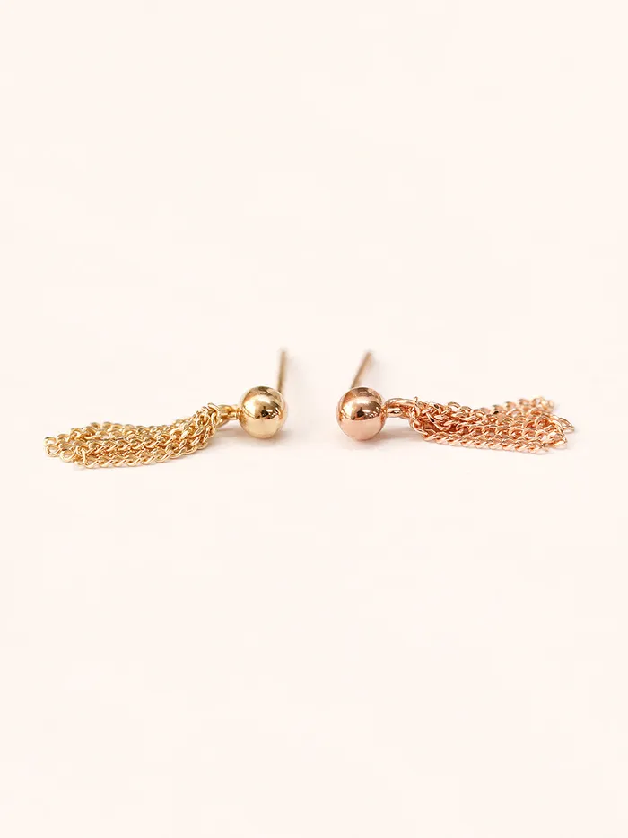Earrings MinimalBijoux 14K Gold Ball Tassel Stud Earring