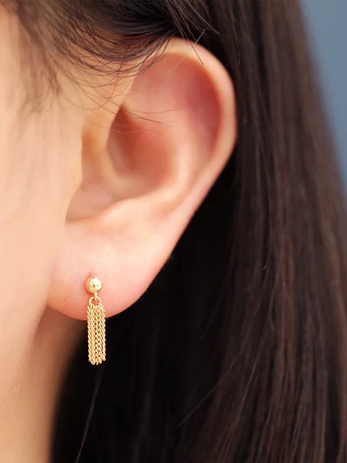 Earrings MinimalBijoux 14K Gold Ball Tassel Stud Earring