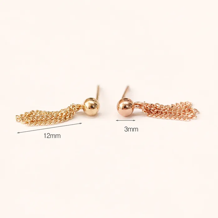 Earrings MinimalBijoux 14K Gold Ball Tassel Stud Earring