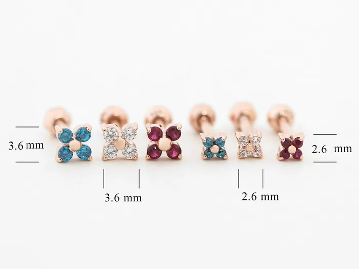Earrings MinimalBijoux 14K Gold Clover Cubic Cartilage Earring 18G16G