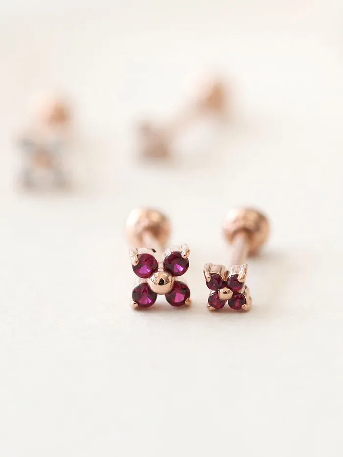 Earrings MinimalBijoux 14K Gold Clover Cubic Cartilage Earring 18G16G