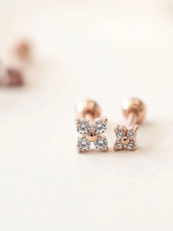 Earrings MinimalBijoux 14K Gold Clover Cubic Cartilage Earring 18G16G