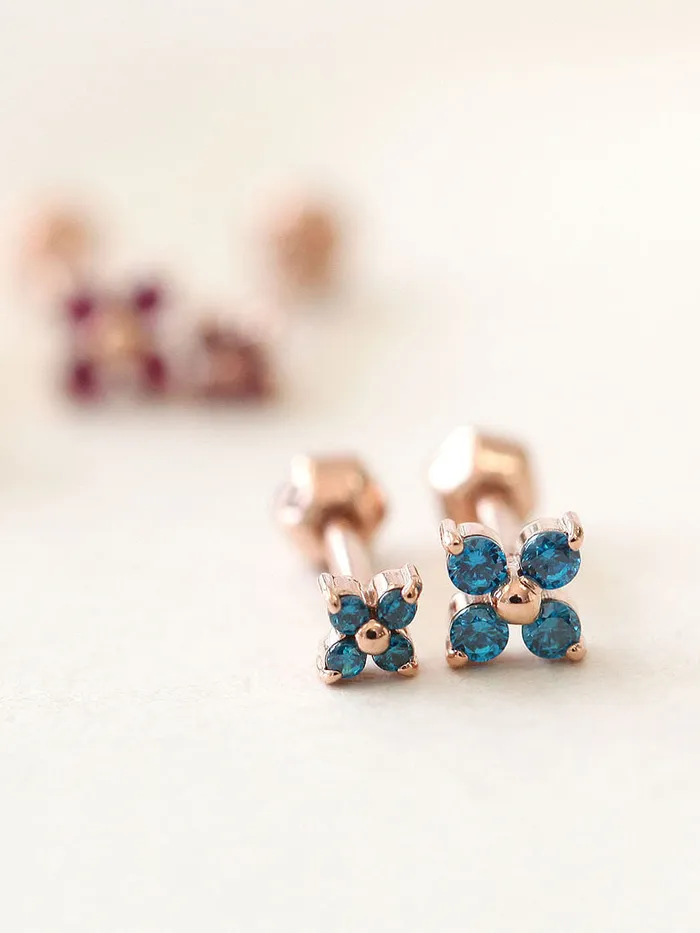 Earrings MinimalBijoux 14K Gold Clover Cubic Cartilage Earring 18G16G