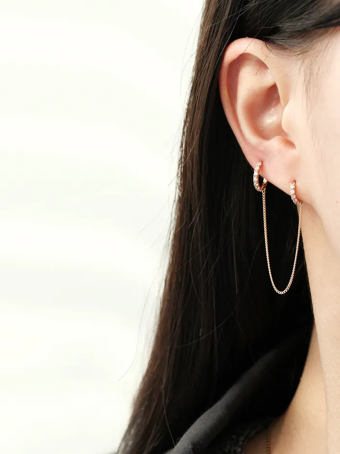 Earrings MinimalBijoux 14K Gold Cubic Hoop Layered Earring