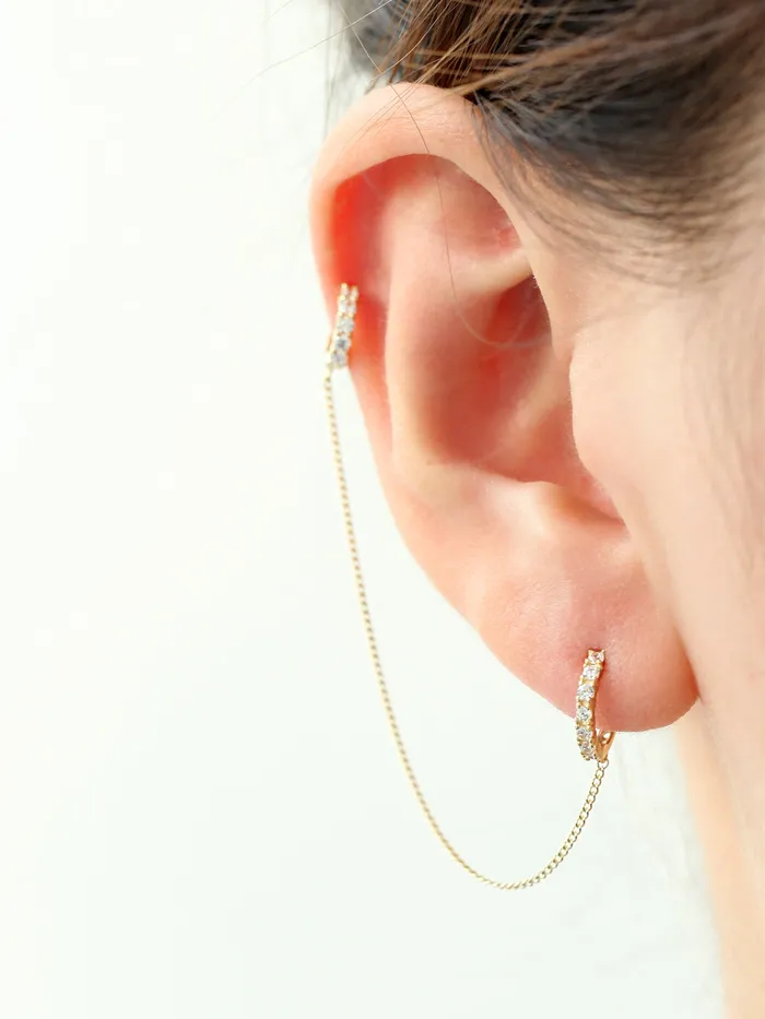 Earrings MinimalBijoux 14K Gold Cubic Hoop Layered Earring