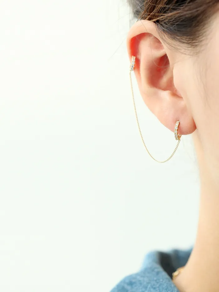 Earrings MinimalBijoux 14K Gold Cubic Hoop Layered Earring