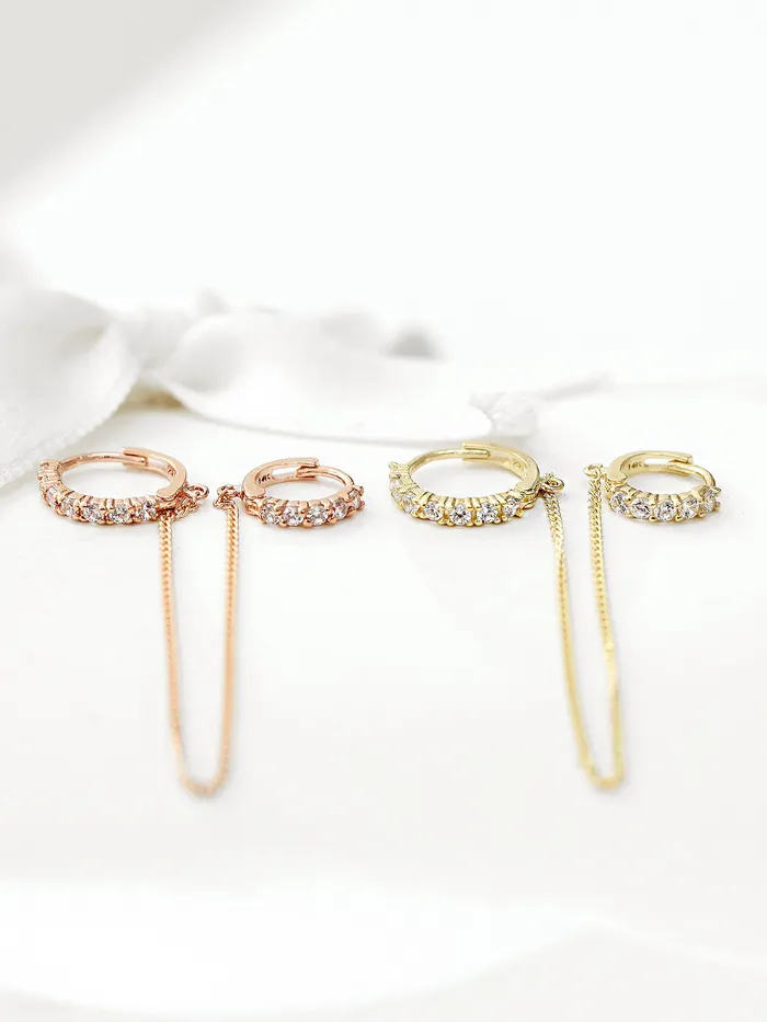 Earrings MinimalBijoux 14K Gold Cubic Hoop Layered Earring