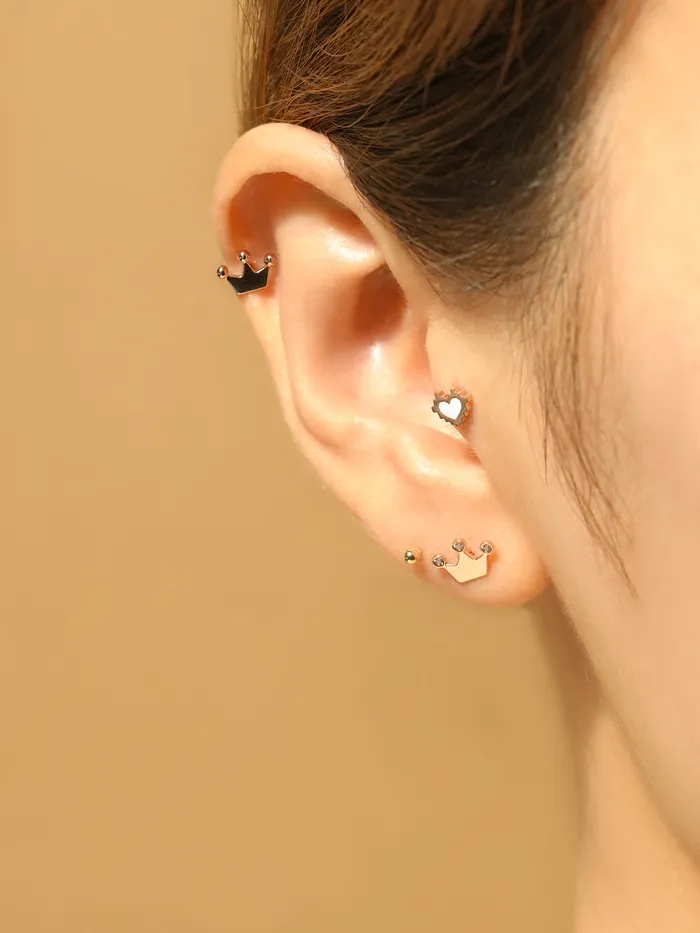 Earrings MinimalBijoux 14K Gold Dot Cubic Tiara Cartilage Earring 18G16G
