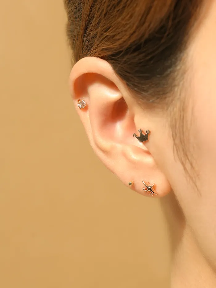 Earrings MinimalBijoux 14K Gold Dot Cubic Tiara Cartilage Earring 18G16G