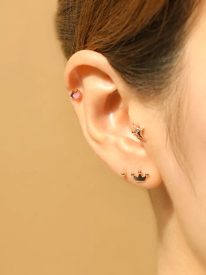 Earrings MinimalBijoux 14K Gold Dot Cubic Tiara Cartilage Earring 18G16G