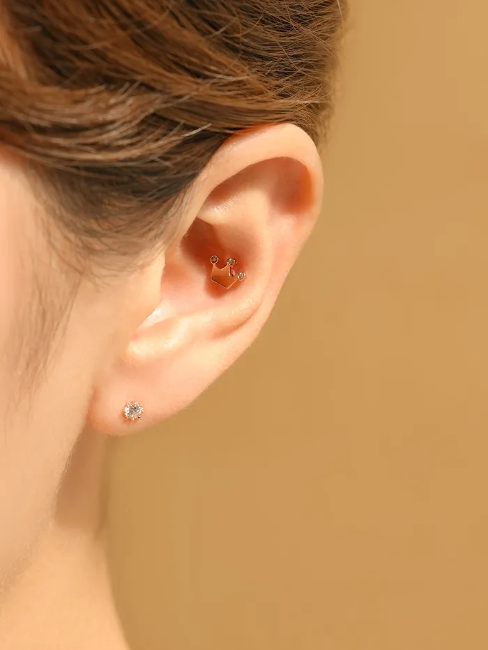 Earrings MinimalBijoux 14K Gold Dot Cubic Tiara Cartilage Earring 18G16G