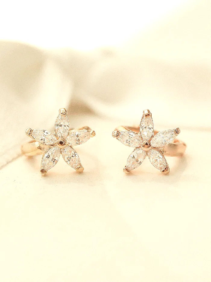 Earrings MinimalBijoux 14K Gold Double Flower Hoop Earring