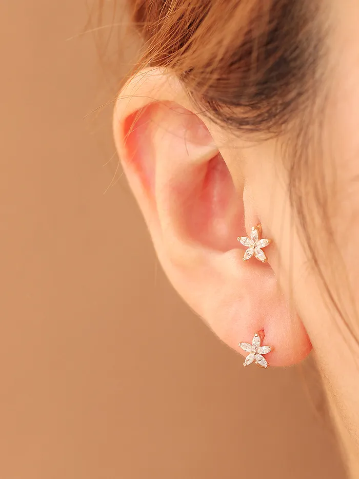 Earrings MinimalBijoux 14K Gold Double Flower Hoop Earring