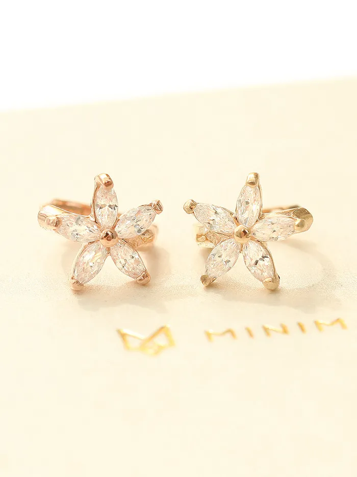 Earrings MinimalBijoux 14K Gold Double Flower Hoop Earring