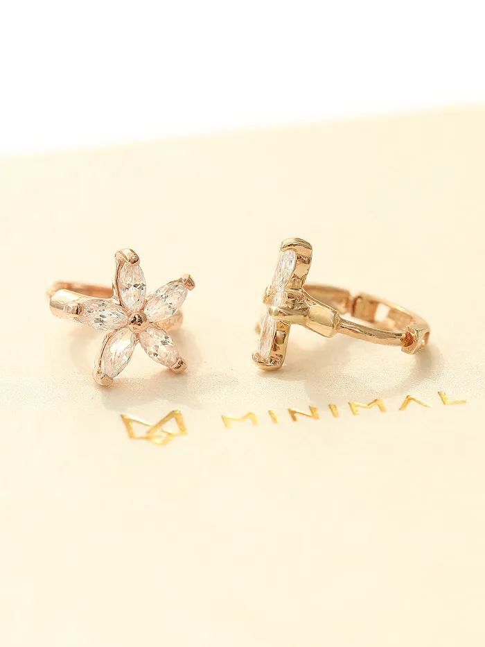 Earrings MinimalBijoux 14K Gold Double Flower Hoop Earring
