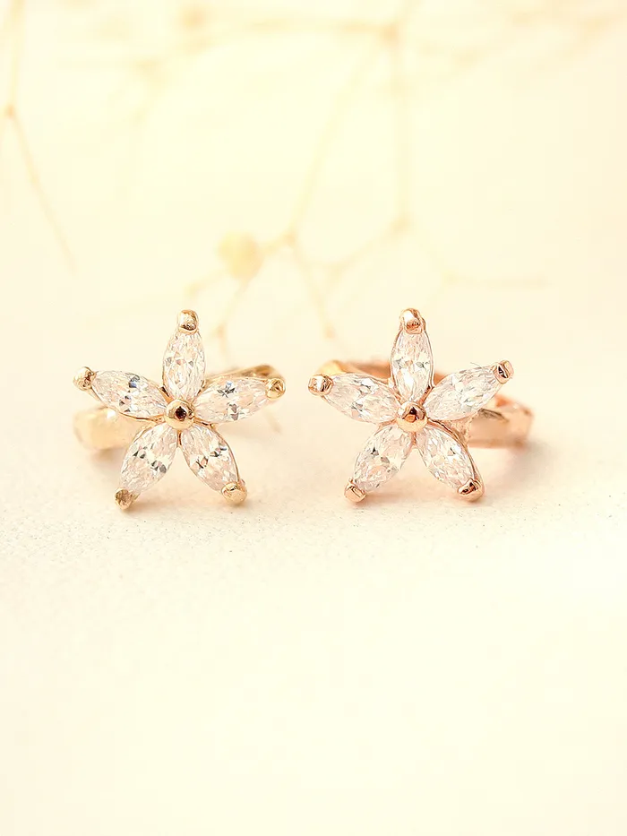 Earrings MinimalBijoux 14K Gold Double Flower Hoop Earring