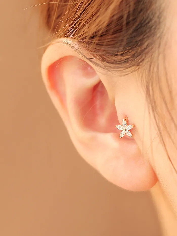 Earrings MinimalBijoux 14K Gold Double Flower Hoop Earring