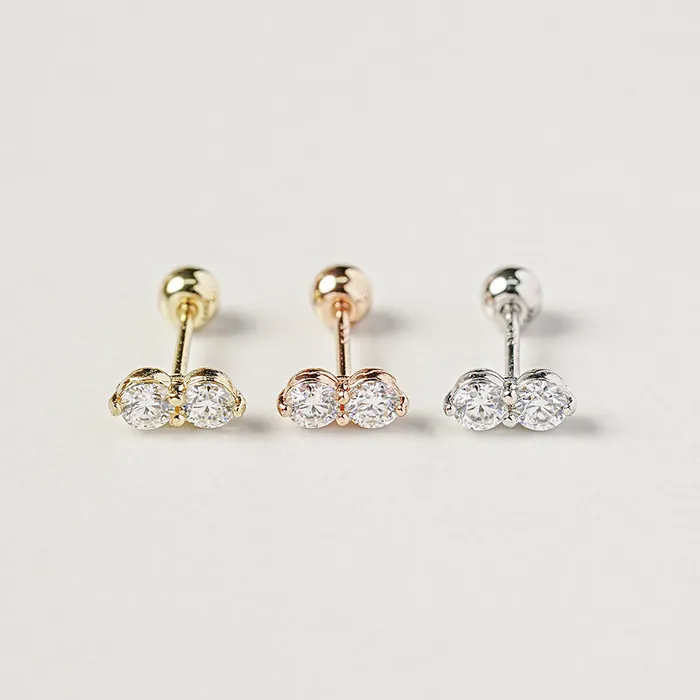 Earrings MinimalBijoux 14K Gold Moissanite Two Way Cartilage Earring 20G18G16G