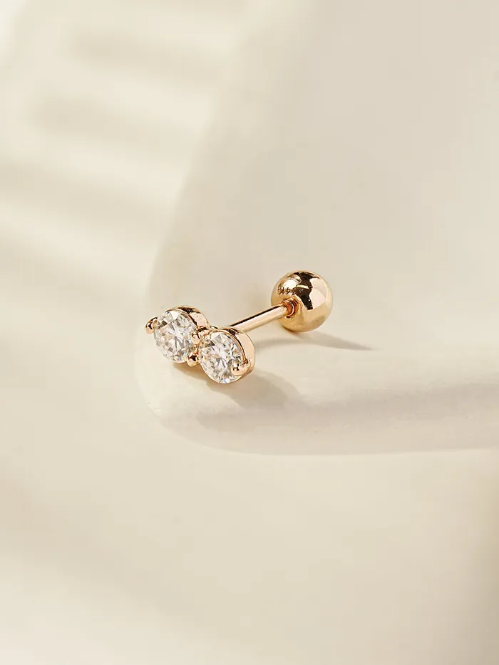 Earrings MinimalBijoux 14K Gold Moissanite Two Way Cartilage Earring 20G18G16G