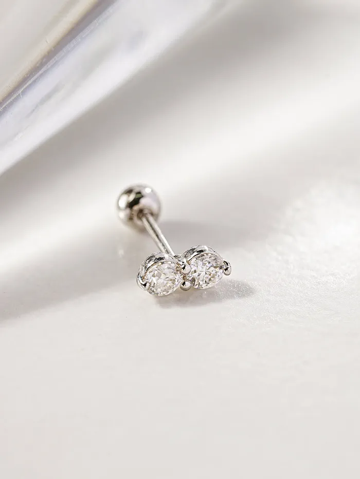 Earrings MinimalBijoux 14K Gold Moissanite Two Way Cartilage Earring 20G18G16G