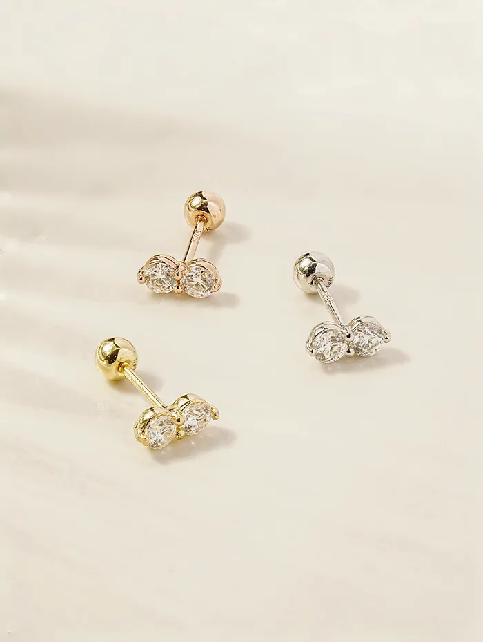 Earrings MinimalBijoux 14K Gold Moissanite Two Way Cartilage Earring 20G18G16G
