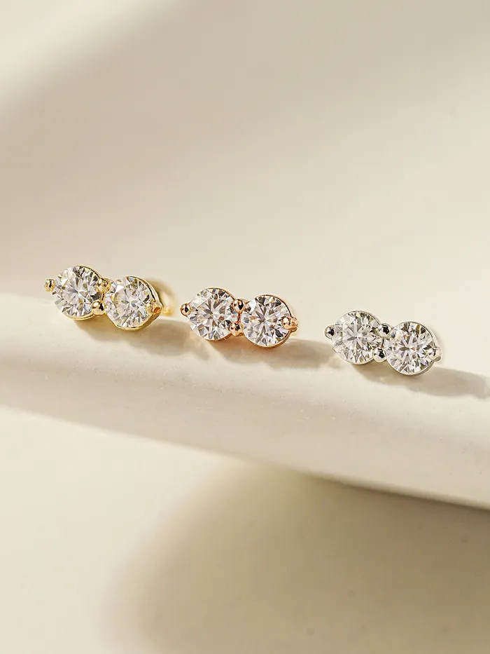 Earrings MinimalBijoux 14K Gold Moissanite Two Way Cartilage Earring 20G18G16G