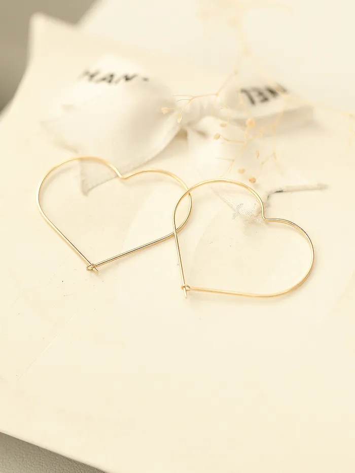 Earrings MinimalBijoux 14K Gold Slim Heart Hoop