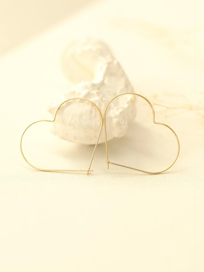 Earrings MinimalBijoux 14K Gold Slim Heart Hoop