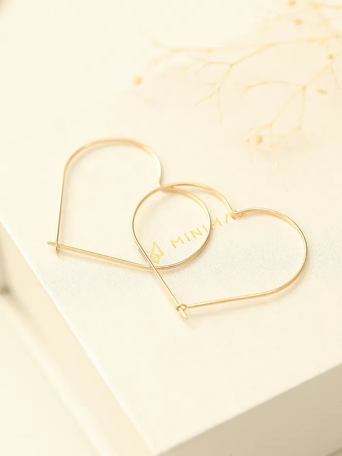 Earrings MinimalBijoux 14K Gold Slim Heart Hoop