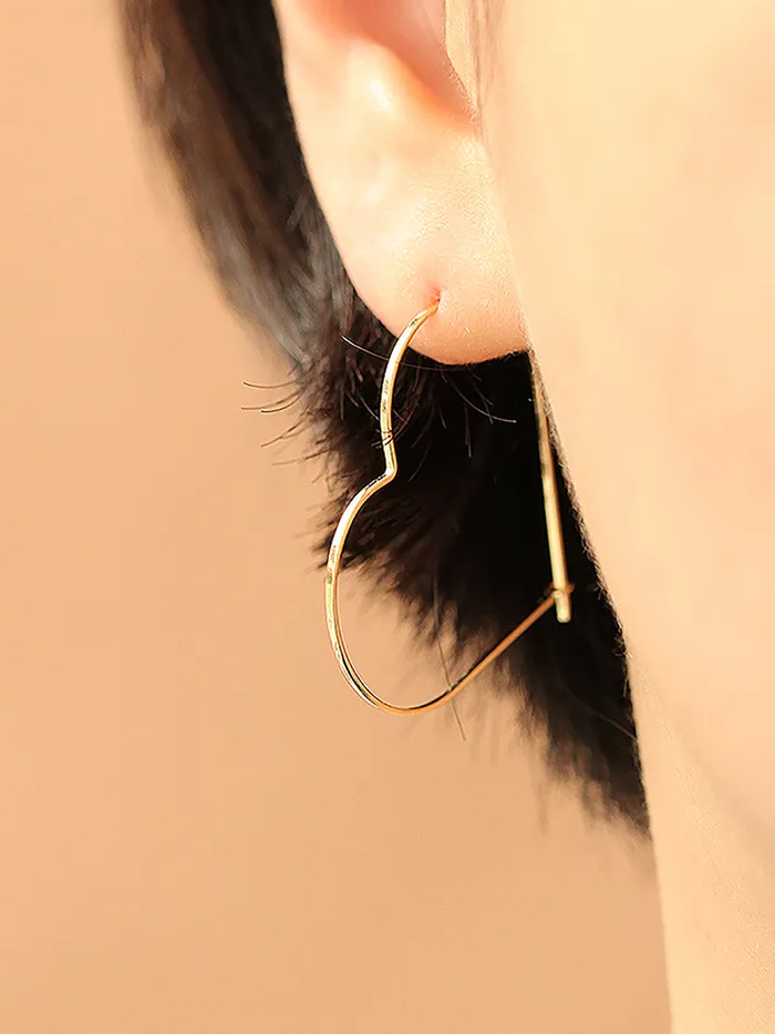 Earrings MinimalBijoux 14K Gold Slim Heart Hoop