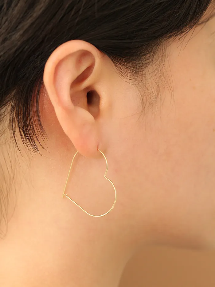 Earrings MinimalBijoux 14K Gold Slim Heart Hoop