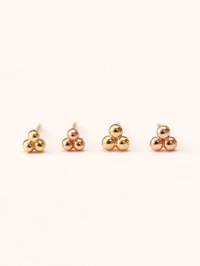 Earrings MinimalBijoux 14K Gold Triangle Balls Stud Earring