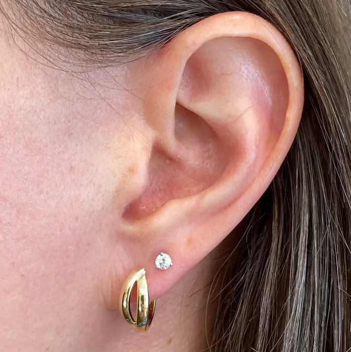 Earrings Moriartys Gem Art 14K Yellow Gold Two Strand Hoop Earrings