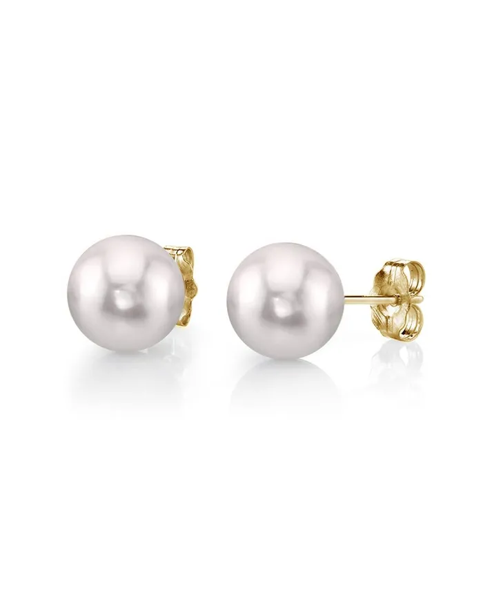 Earrings SPT 5560mm White Akoya Round Pearl Stud Earrings