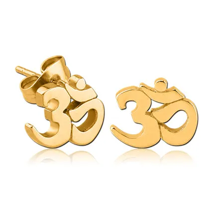 Earrings Tulsa Body Jewelry Om Gold Stud Earrings