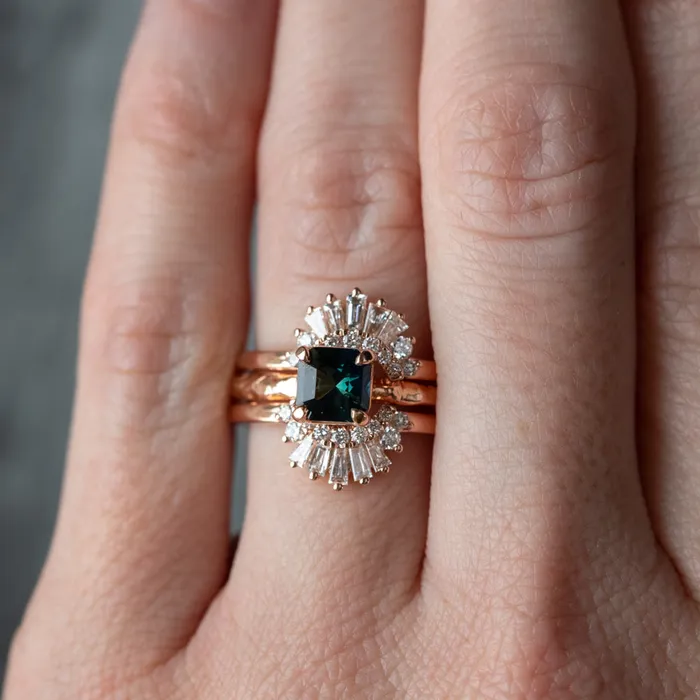 Ellipse Rays Double Diamond Ring Jacket in Recycled 14k Gold Anueva Jewelry Rings